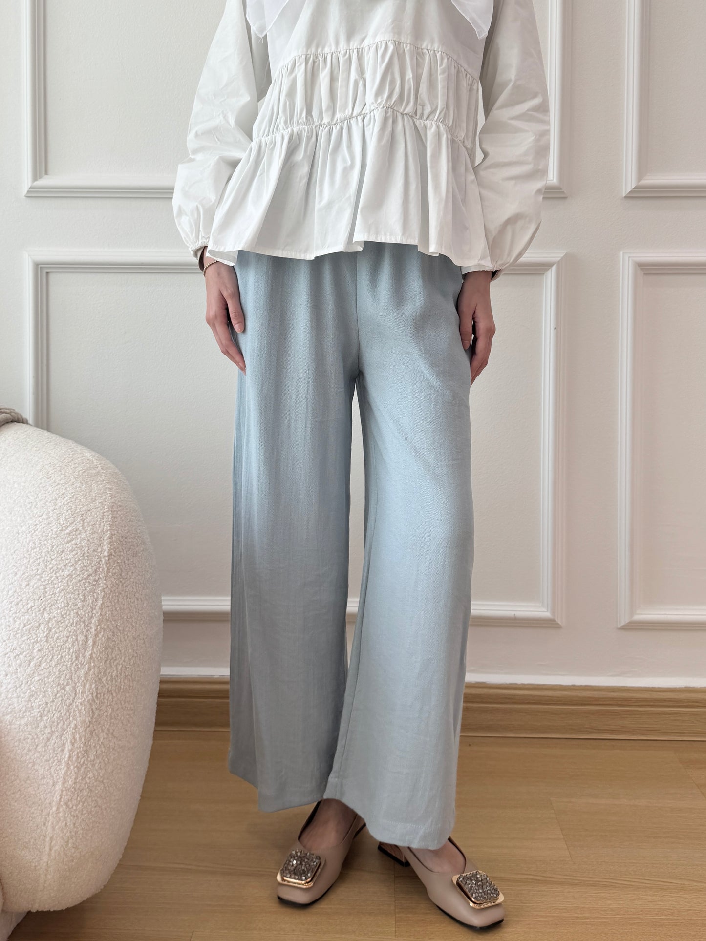 GRACE LINEN PANTS IN BLUE JEANS