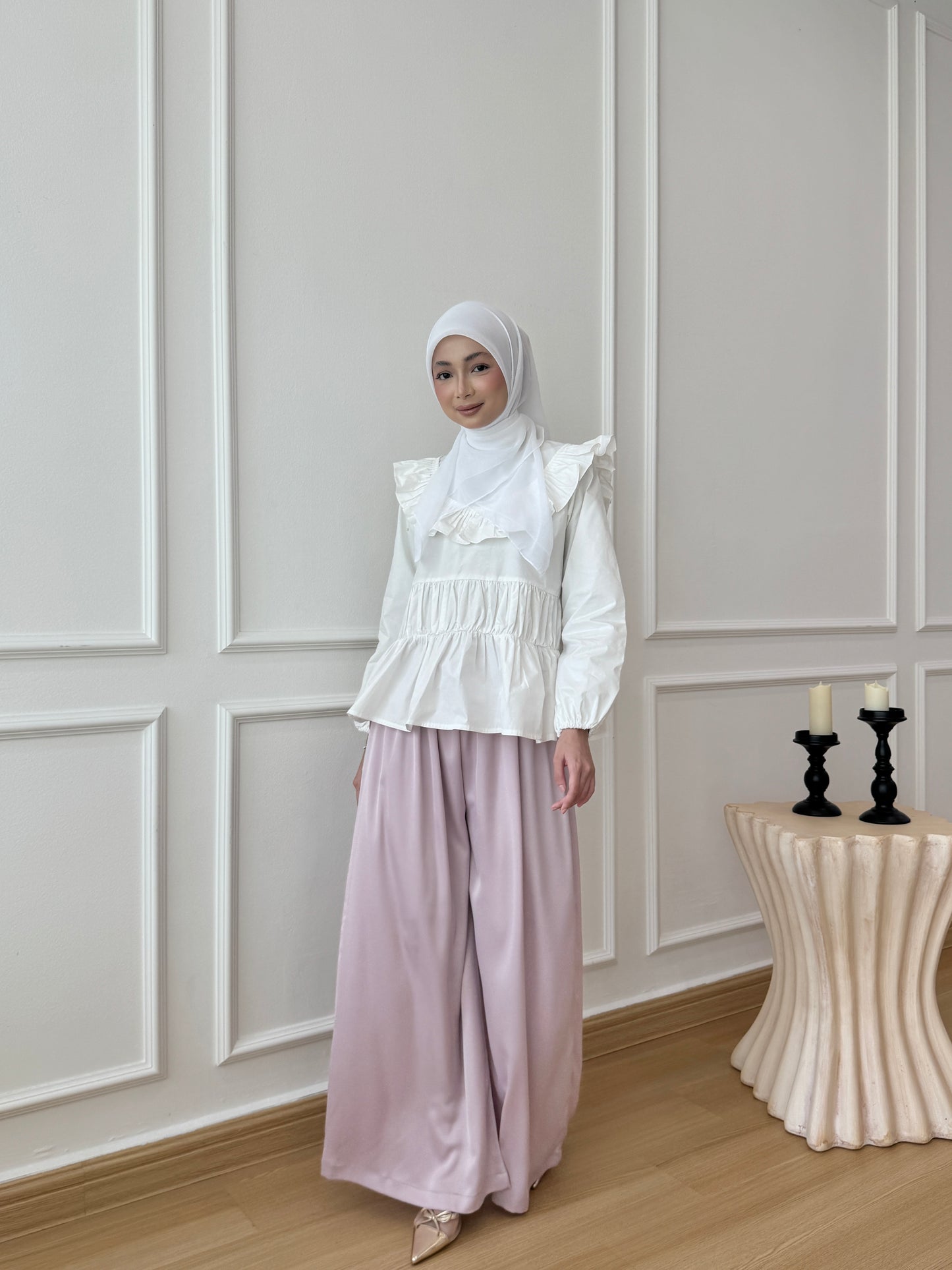 SERENE SATIN PANTS IN LAVENDER BLUSH