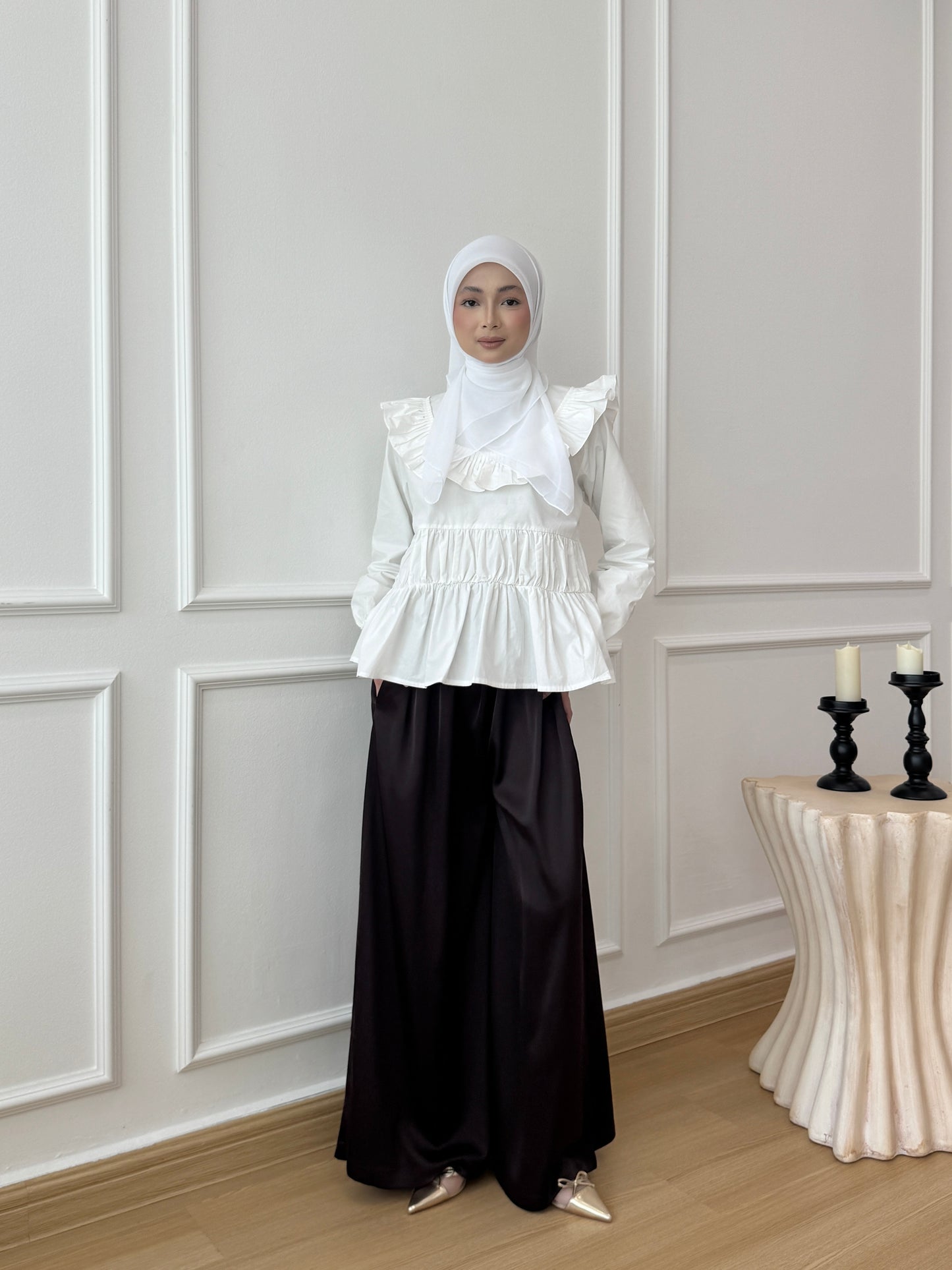 SERENE SATIN PANTS IN CHOCOLATE