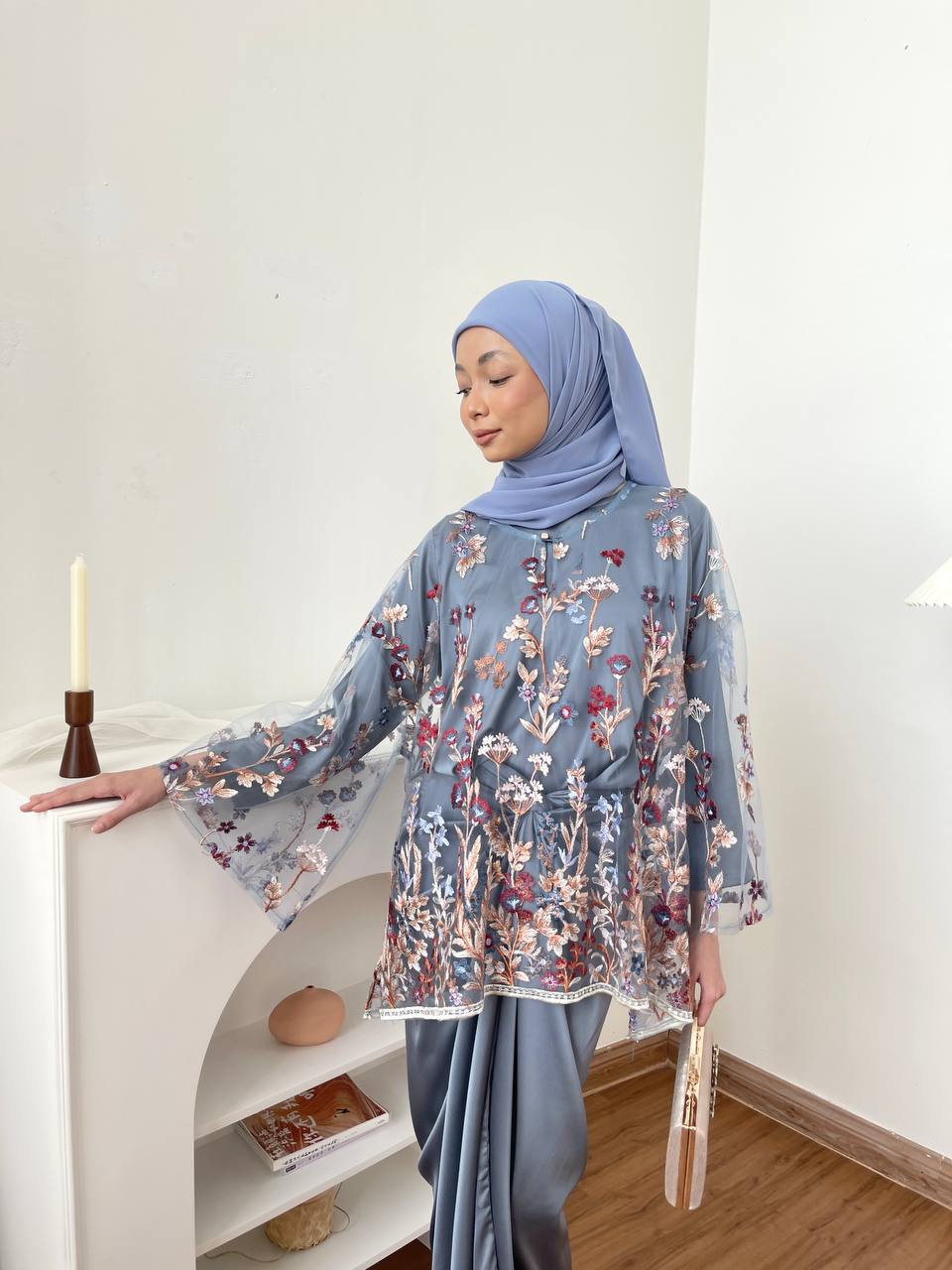 TERATAI KURUNG KEDAH IN DUSTY BLUE