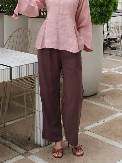 EASE LINEN PANTS IN CHOCOLATE