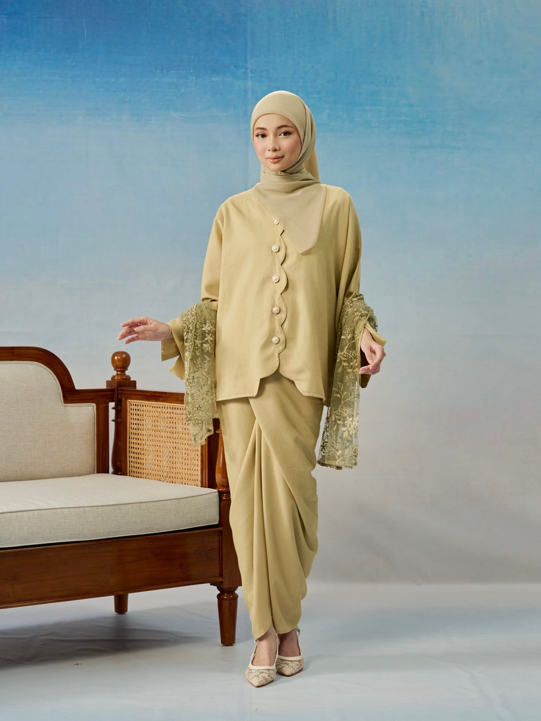 DAHLIA LINEN PLAIN IN MOSS