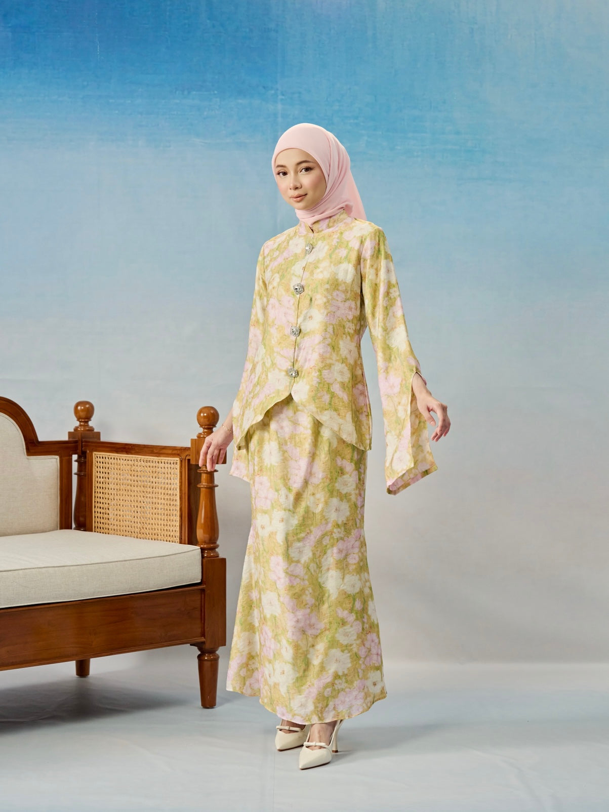 CAMELLIA KURUNG IN BLUSH MATCHA