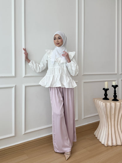 DEFECT SERENE SATIN PANTS IN LAVENDER BLUSH