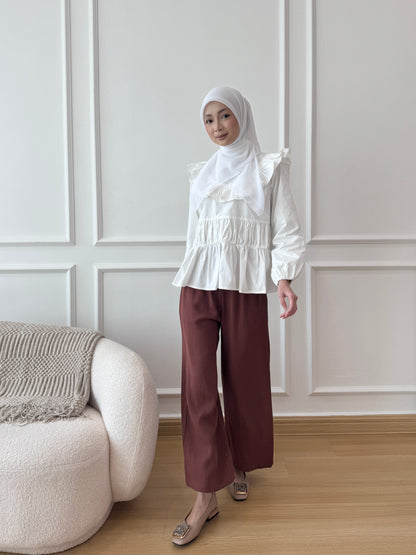 DEFECT GRACE LINEN PANTS IN SADDLE BROWN