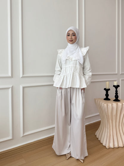 DEFECT SERENE SATIN PANTS IN VANILLA