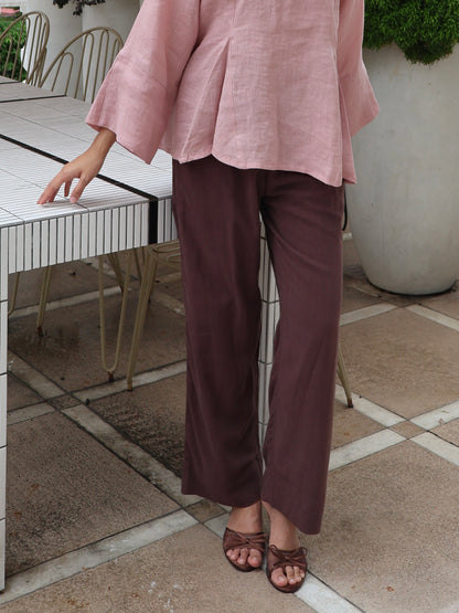EASE LINEN PANTS IN CHOCOLATE