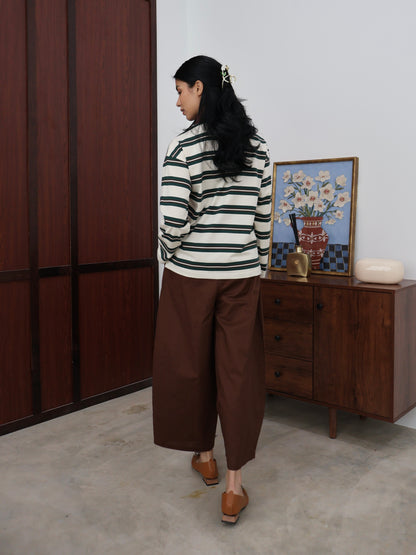 Curved Linen Pants in Chocolate
