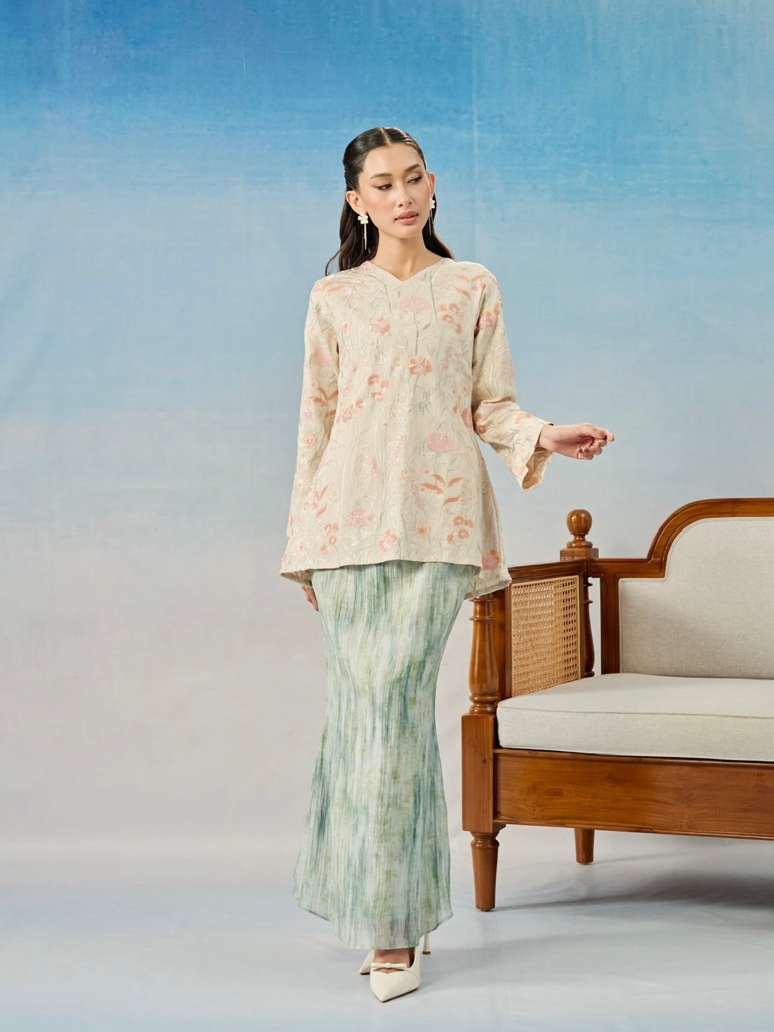 RANEA KURUNG IN IN PASTEL TURQOISE
