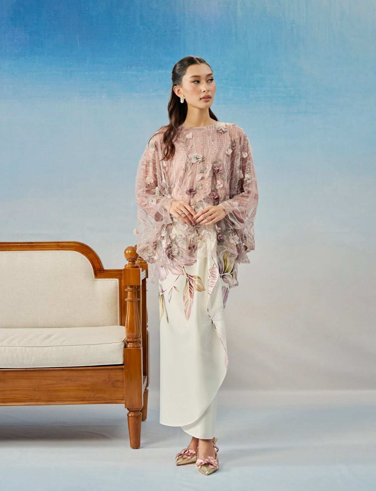THEA CAFTAN IN DUSTY PINK