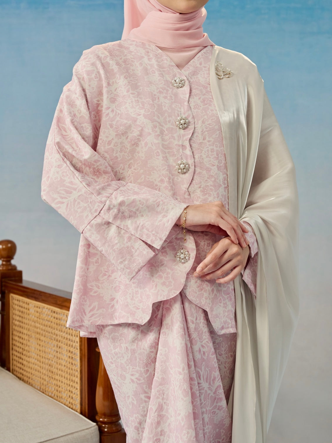 DAHLIA LINEN PRINTED IN BLUSH SILK