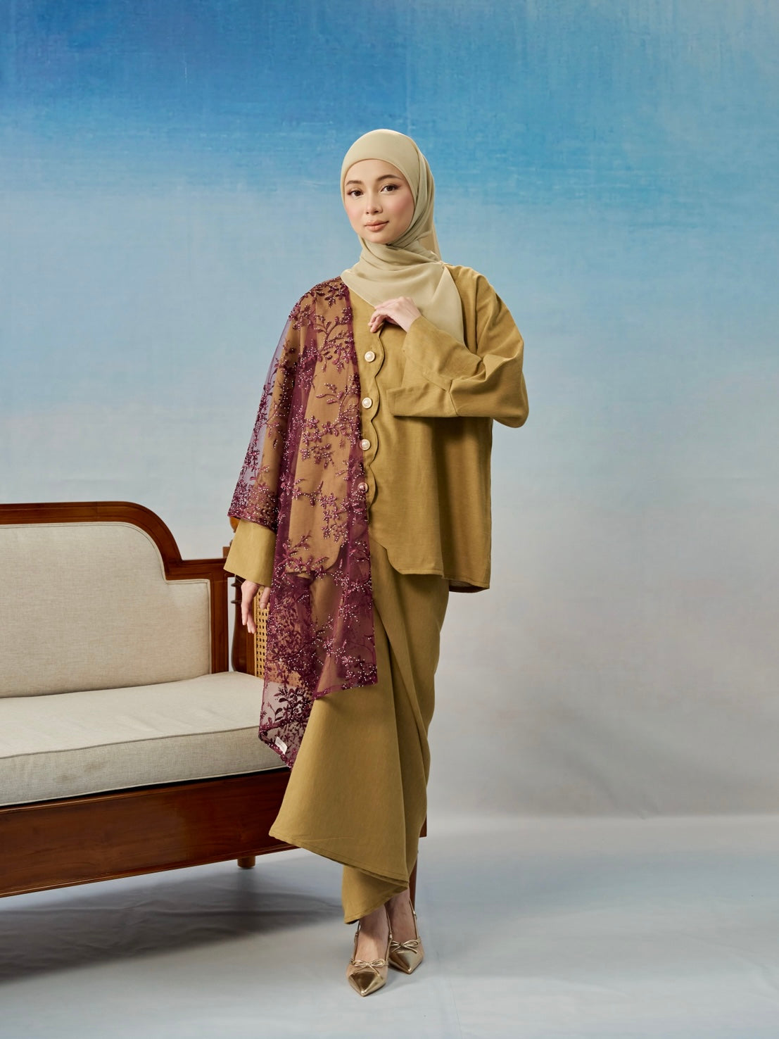 DAHLIA LINEN PLAIN IN OLIVE