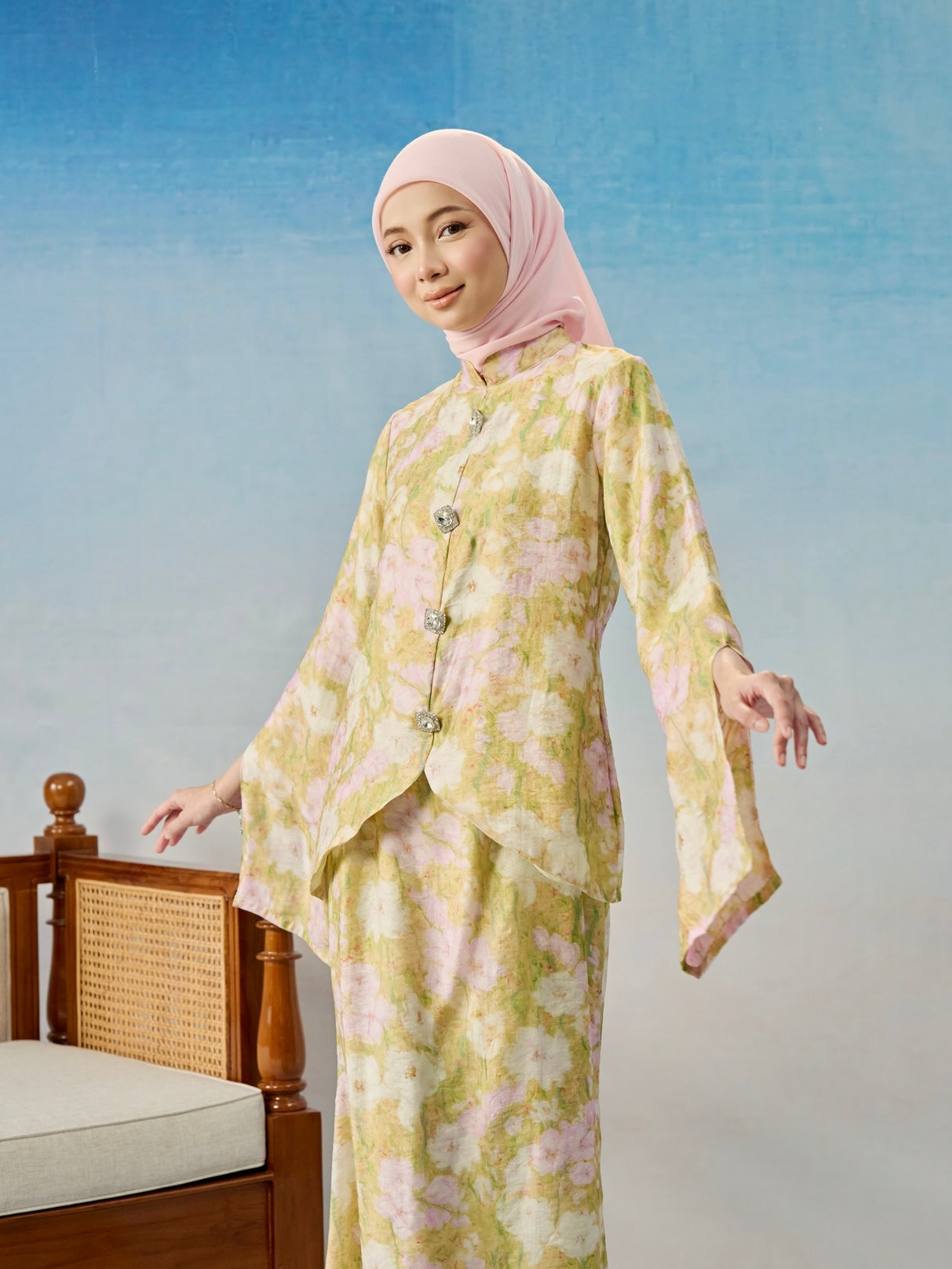 CAMELLIA KURUNG IN BLUSH MATCHA