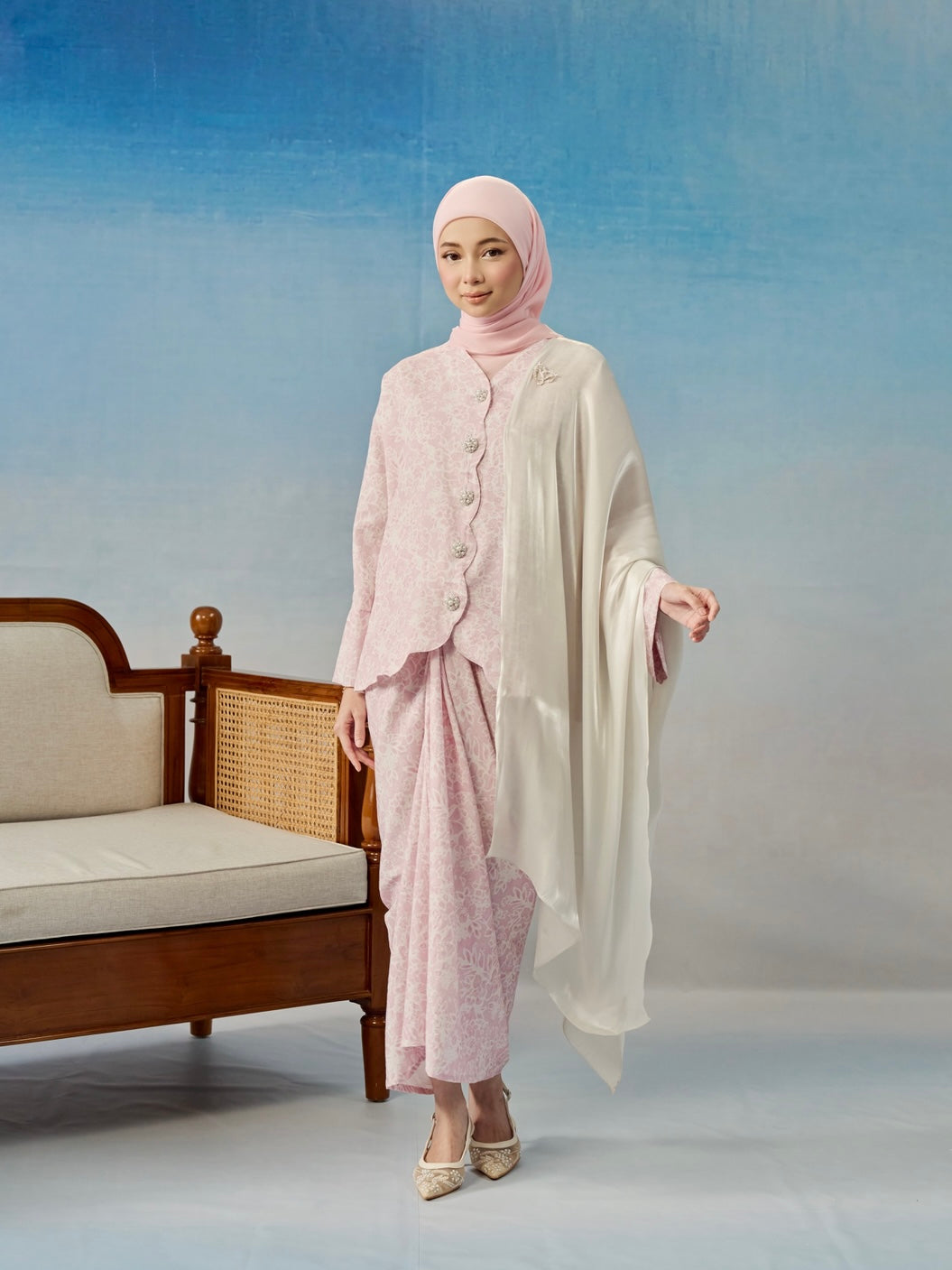 DAHLIA LINEN PRINTED IN BLUSH SILK