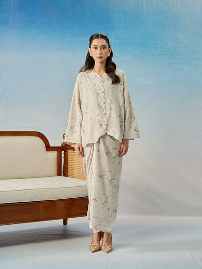 Dahlia Linen Printed in Oat
