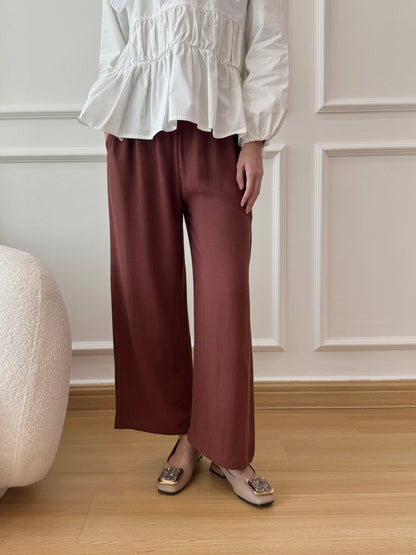 DEFECT GRACE LINEN PANTS IN SADDLE BROWN