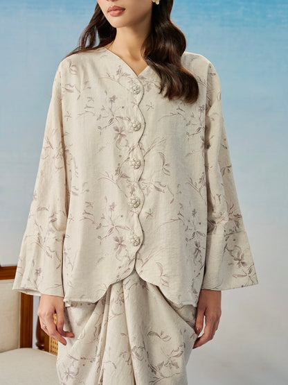 Dahlia Linen Printed in Oat