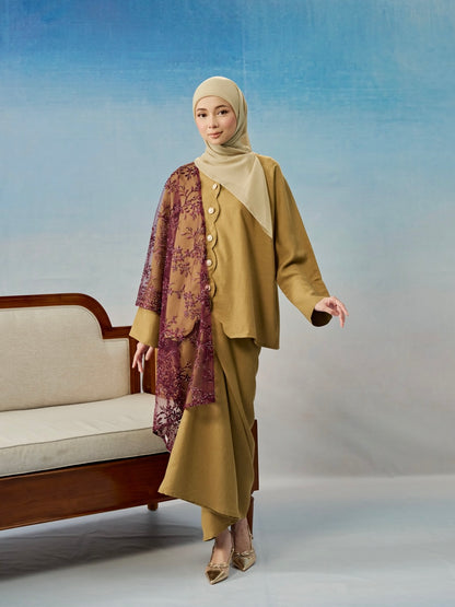 Dahlia Linen Plain in Olive