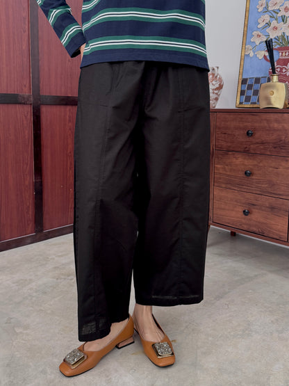 Curved Linen Pants in Charcoal