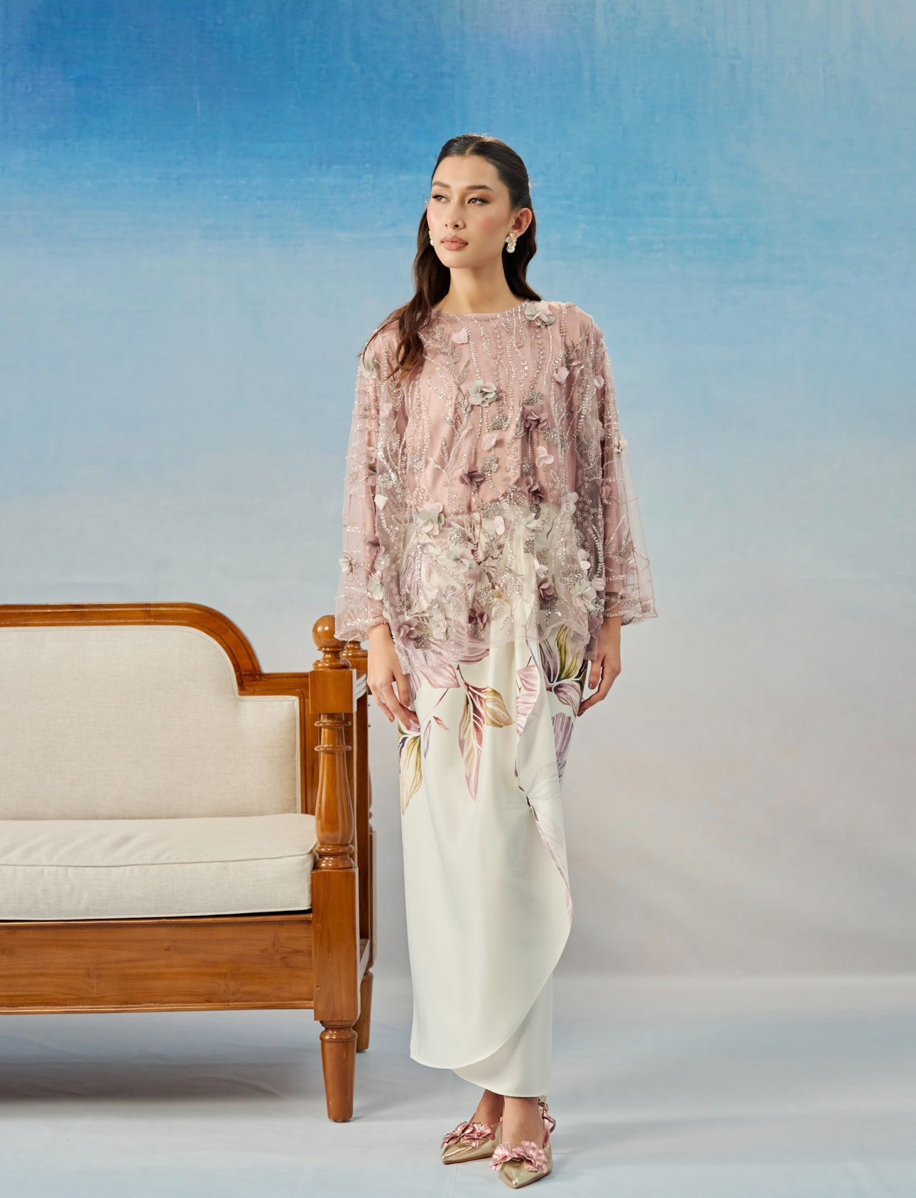 THEA CAFTAN IN DUSTY PINK