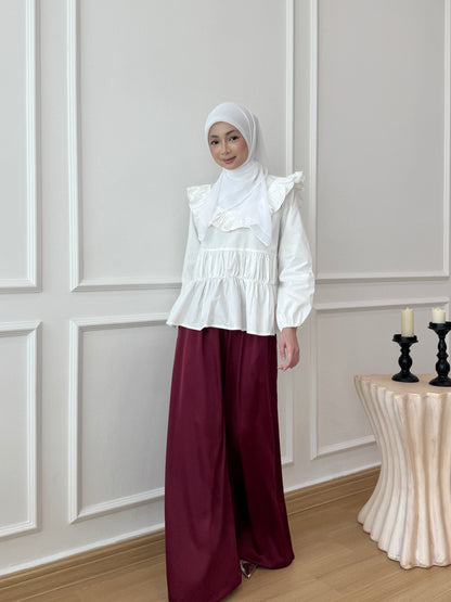 DEFECT SERENE SATIN PANTS IN MISTY RED