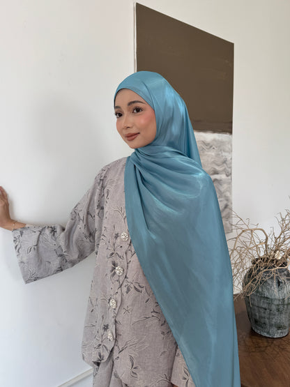 Vela Organdy Shawl in Ocean Teal