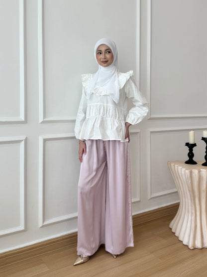 DEFECT SERENE SATIN PANTS IN LAVENDER BLUSH