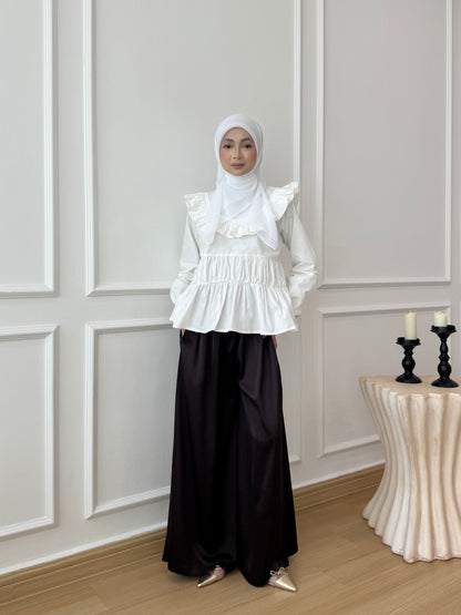 DEFECT SERENE SATIN PANTS IN CHOCOLATE