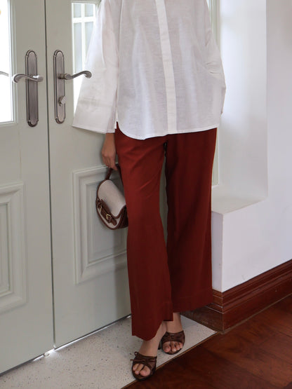 EASE LINEN PANTS IN BURNT