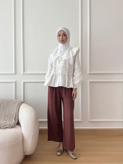DEFECT GRACE LINEN PANTS IN SADDLE BROWN