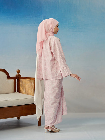 Dahlia Linen Printed in Blush Silk