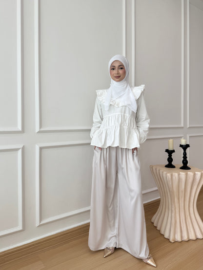 DEFECT SERENE SATIN PANTS IN VANILLA