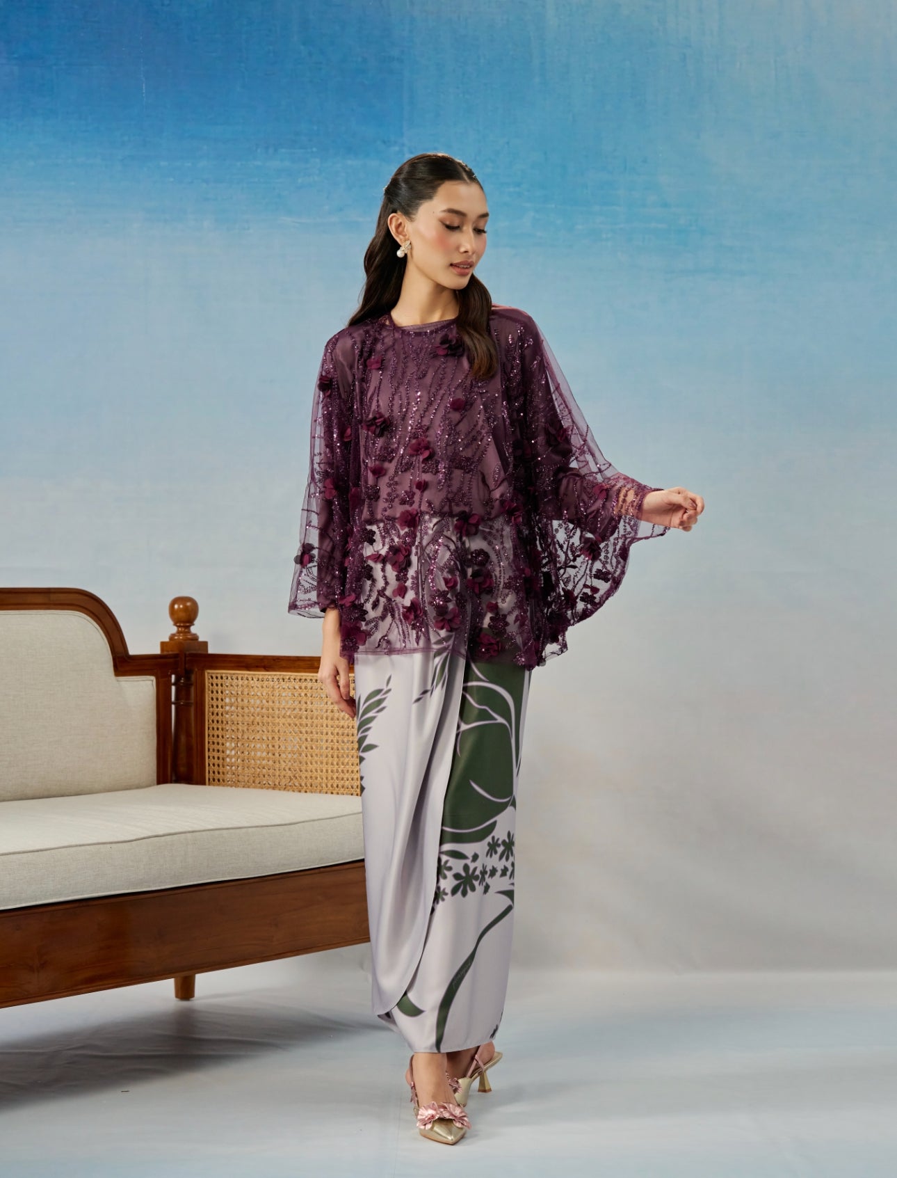 THEA CAFTAN IN DARK PURPLE